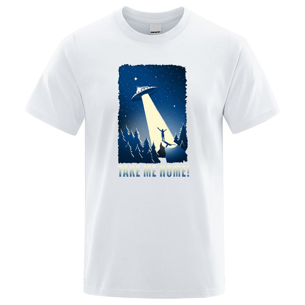 Outer Space Feeling Tshirts Brand Summer Streetwear See Alien Spaceship Men Clothing Funny Hip Hop Tops Fashion Pattern T-Shirt