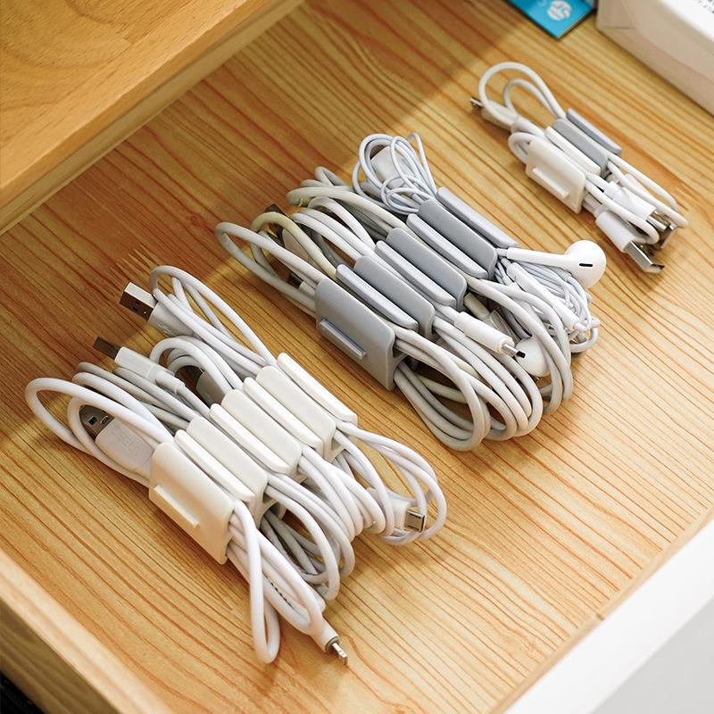 Minimalist Earphone and Data Cable Organizer Clip Set - Two Pairs