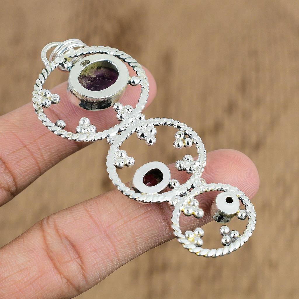 Anniversary Gift For Her Natural Star Amethyst Gemstone Pendant 925 Silver