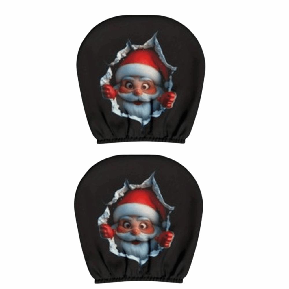 2Pcs Elastic Car Headrest Cover Soft Car Head Pillowcase Christmas Decoration