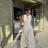 Women's Solid Color Sleeveless Zip Front A-Line Maxi Dress with Pockets