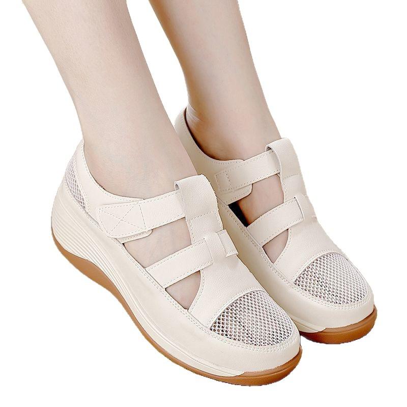 Retro Bag Head Sandals Women's 2025 New Summer Platform Sandals Fashion Mesh Breathable Hollow Two Wear Hole Shoes
