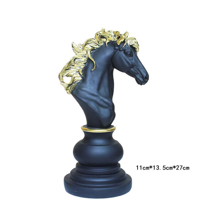 Black and White Chess Piece Resin Figurine for Creative Home Decor