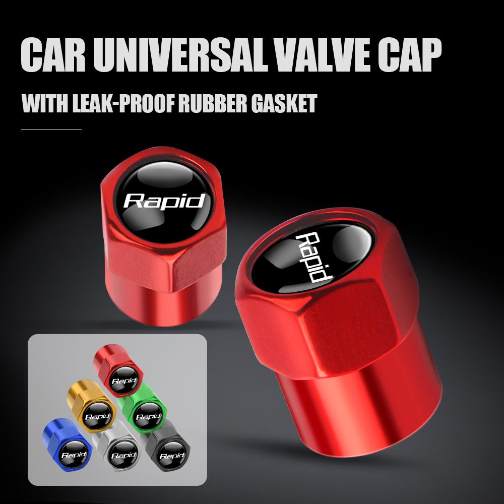 2025 New 4Pcs Car Emblem Tire Valve Covers Dust Caps For Skoda S VRS VII Octavia Superb A5 A7 3 Kodiaq Fabia Rapid Kamiq Yeti Ka