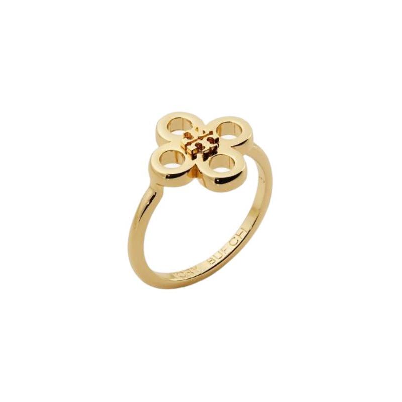 TORY BURCH Four-leaf clover design 18K gold-plated brass ring women s gold 154279-gold 7
