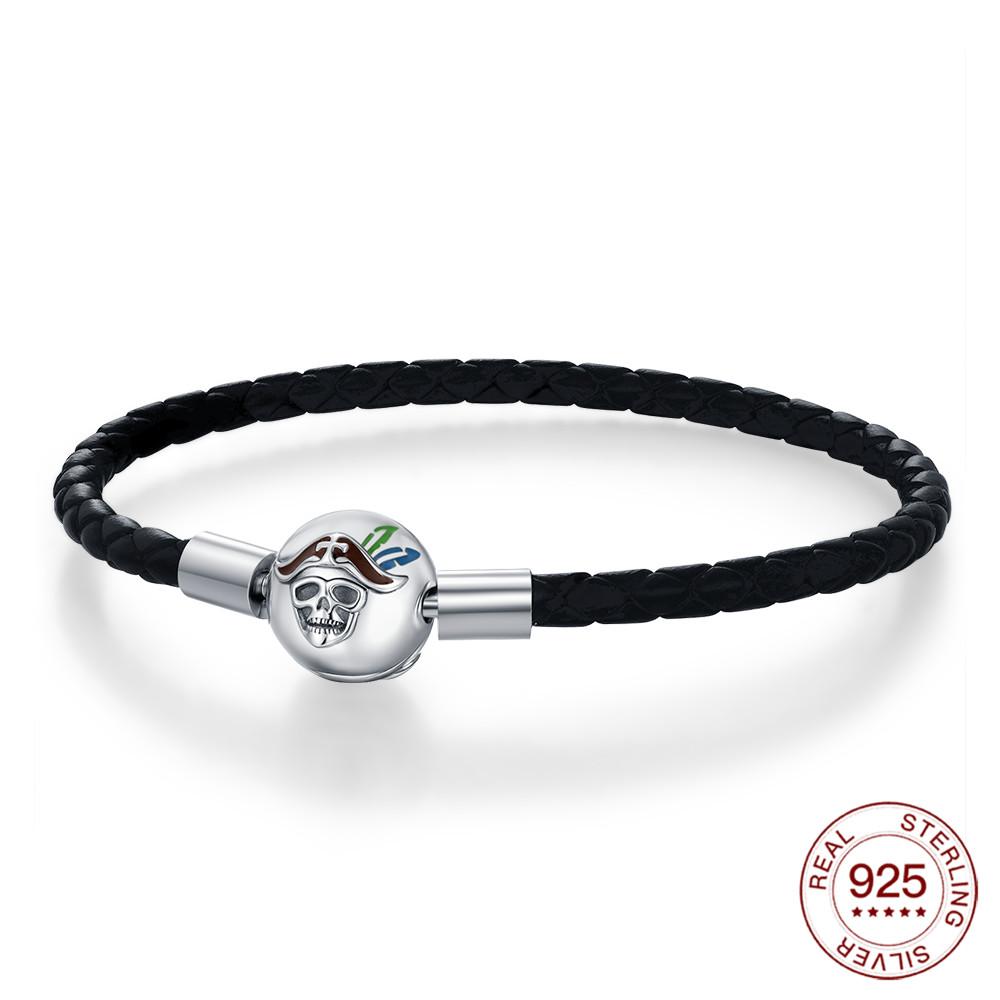 925 Silver Rubber Bracelet Love Butterfly Clover Charm Beads Jewelry For Women Original Love Gifts