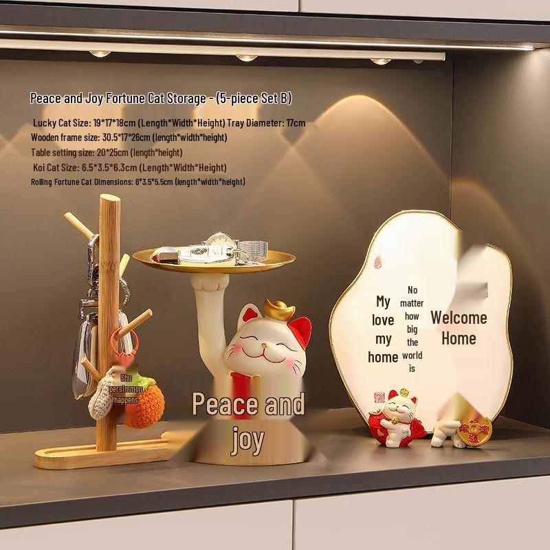 Lucky Cat Key Organizer Ornament for Entryway, Living Room, or Shoe Cabinet - Perfect Home Decor and Housewarming Gift.