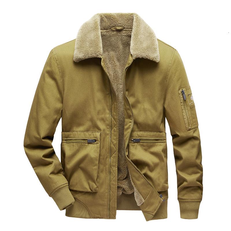 Winter Velvet Thickened Middle-aged and Young People Warm and Cold Cotton Clothes Hooded Loose Outdoor Tooling Jacket