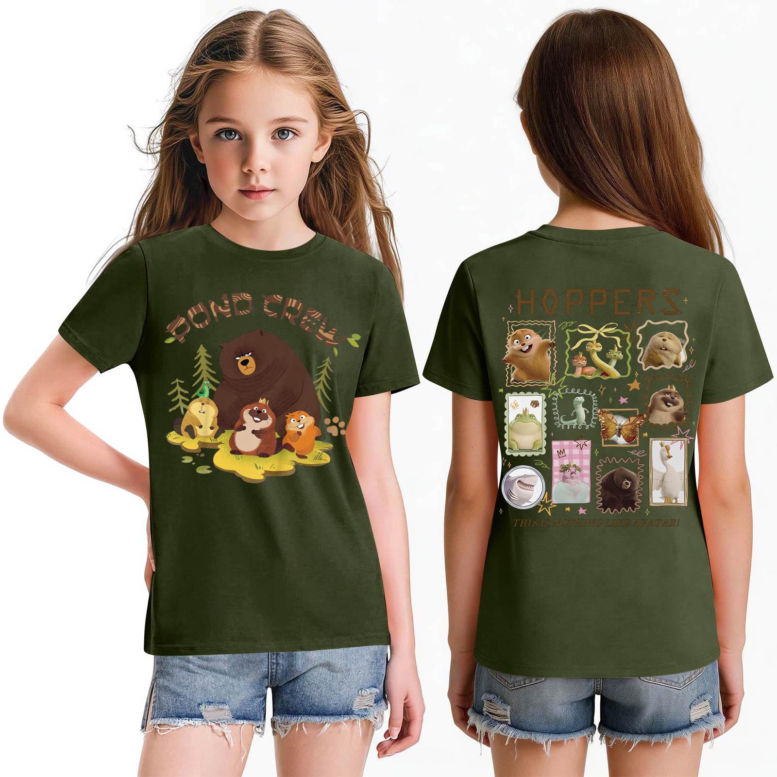 

Fashionable Round Neck Short Sleeve Work Clothes Printed Tops For KID Summer Tops 100 армия зеленый