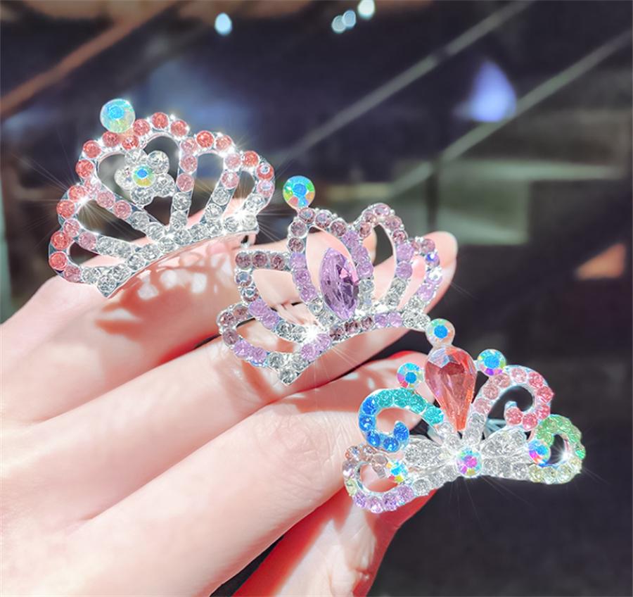 Neue Kinder Diademe Kronen Kleine Kinder Mädchen Strass Kristall Krone Herz Prinzessin Party Accessoires Haarschmuck Ornamente