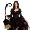 Durable Reuseable Broom Halloween Witch Broom, Black Tulle Cosplay Costume, Gothic Home Ornament Rose Skeleton Hand Broomstick for Party, Decor Indoor