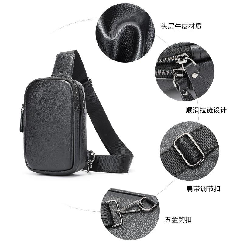 New Genuine Cowhide Chest Bag With Large Capacity Versatile Crossbody Fashionable Leather Men's Shoulder