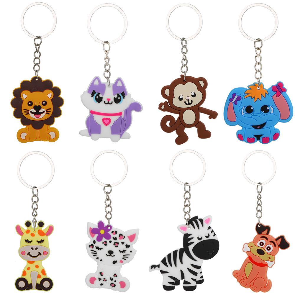 Jungle Animal Cartoon Keychain - Cute PVC Epoxy Pendant for Car Keys