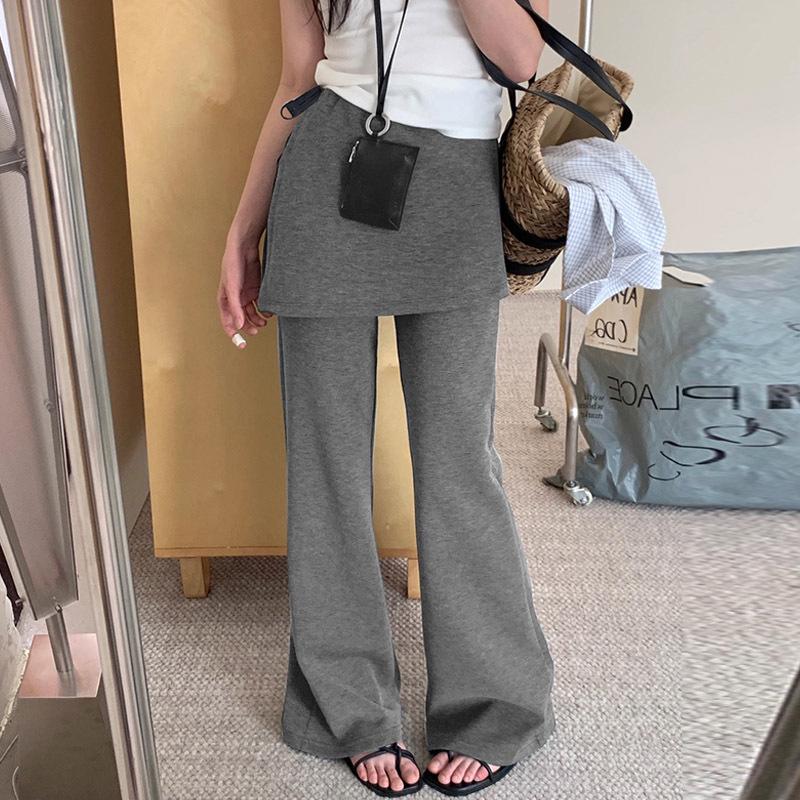 

Spring/Summer 2026 Women s Maternity Wide-Leg Slimming Culottes - Faux Two-Piece Casual Pants 2XL сірий колір