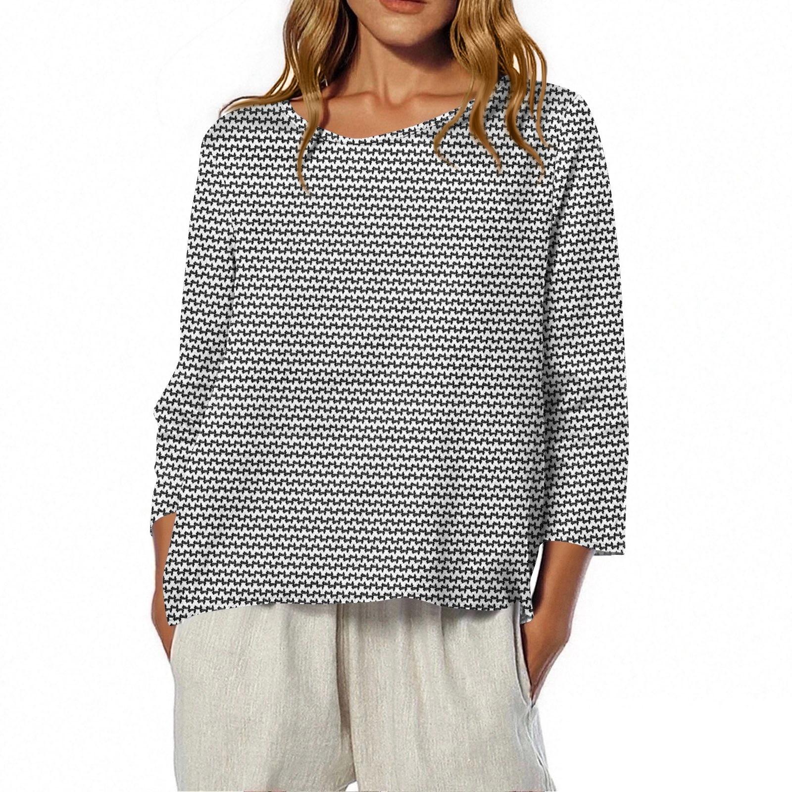 

Women s O-Neck 3/4 Sleeve Printed Top T-shirt M білий