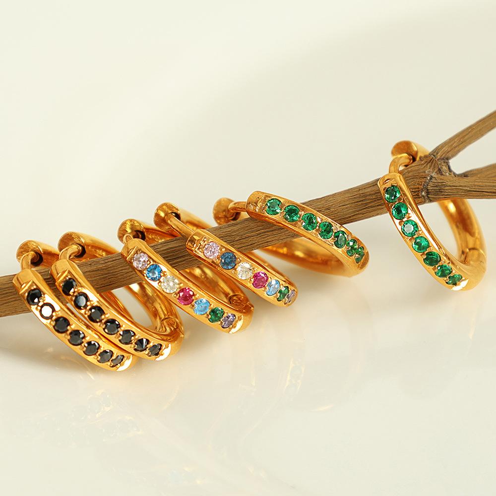Yori Delicate Colorful Bling Simple Round Earrings Fashion Thin Finger Korean High Quality Jewelry 18K Golden Accessories