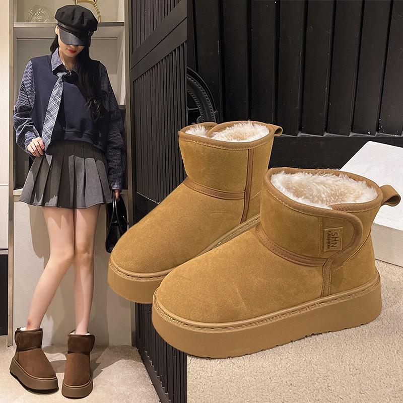 Niche Cream Cute Platform Snow Boots Women's Winter 2025 New Fleece Thickened Sleeve Northeast Warm Cotton Shoes