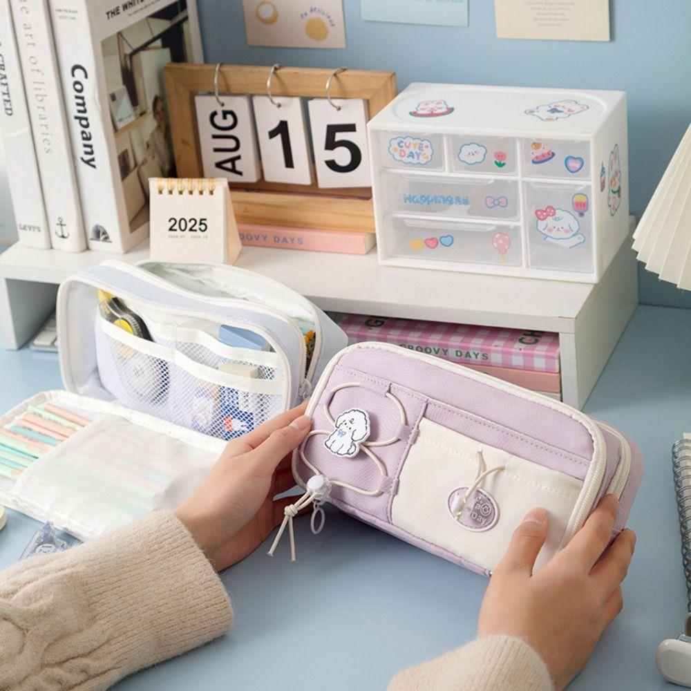Large Capacity Pencil Case Dirt-proof Stationery Storage Bag Cartoon Pen Box  School Office