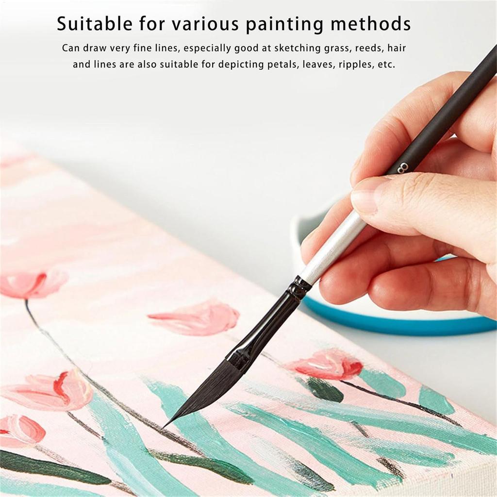 Painting Brushes 4-Pieces Fine-Pointed Drawing Art Tool Artist Paintbrushes For Acrylic For Oil Watercolor Canvases Rock Body