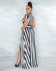 European and American TEMU Women's Clothing Women's Clothing New Skirt Sexy Fashion Striped Split Dress