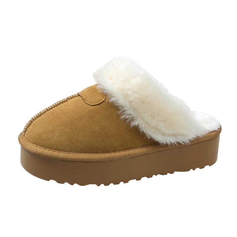Fashion Women's Winter Fluffy Slippers Fur House Slippers for Women Platform Furry Living Room Shoes Female Thick Warm Floor Sandals