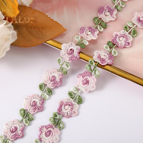 Flower Lace Trim Ribbon Vibrant Color Widely Used DIY Crafts Embroidered Crochet Lace Trim Fabric Decorations for Sewing