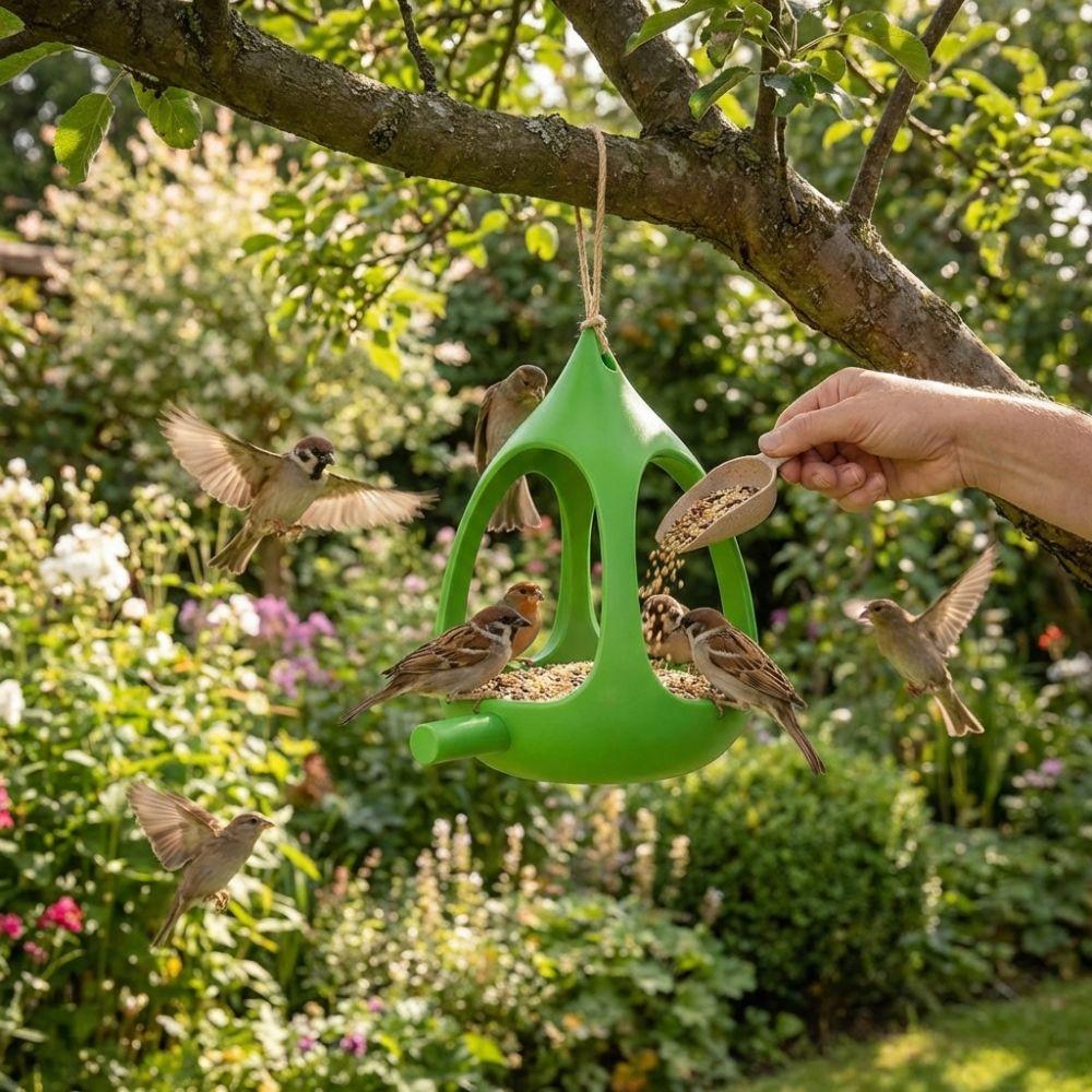 Plastic Bird Feeder House Water-Resistant Bird Food Container Feeding Station  for Bird Lovers