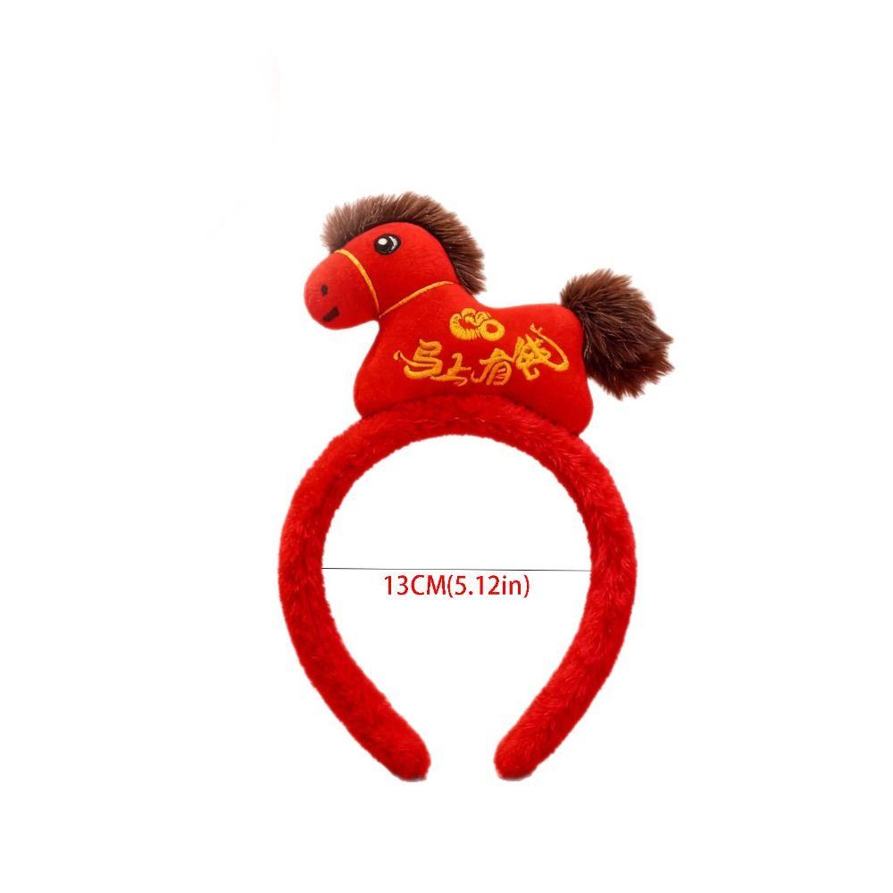 Creative Cartoon New Year Headband Horse Mascot Horse Hairband Headwear Red Horse Headband Photo Prop