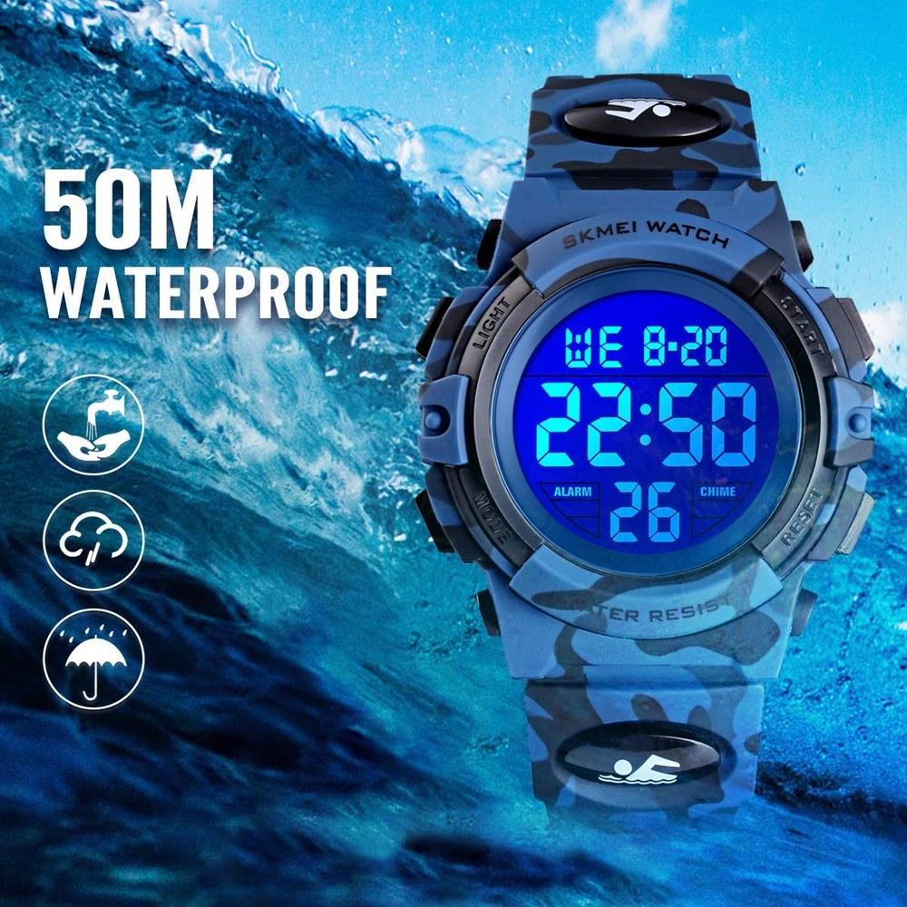 BEN NEVIS Kids Sporty Digital Watch Army Dark Blue Waterproof Outdoor LED Light Alarm Calendar Date Boys 6-15