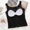 Bra One-piece Vest Women's Sleeveless T-shirt Top Small Suspender with Bra Cushion Backing Bra