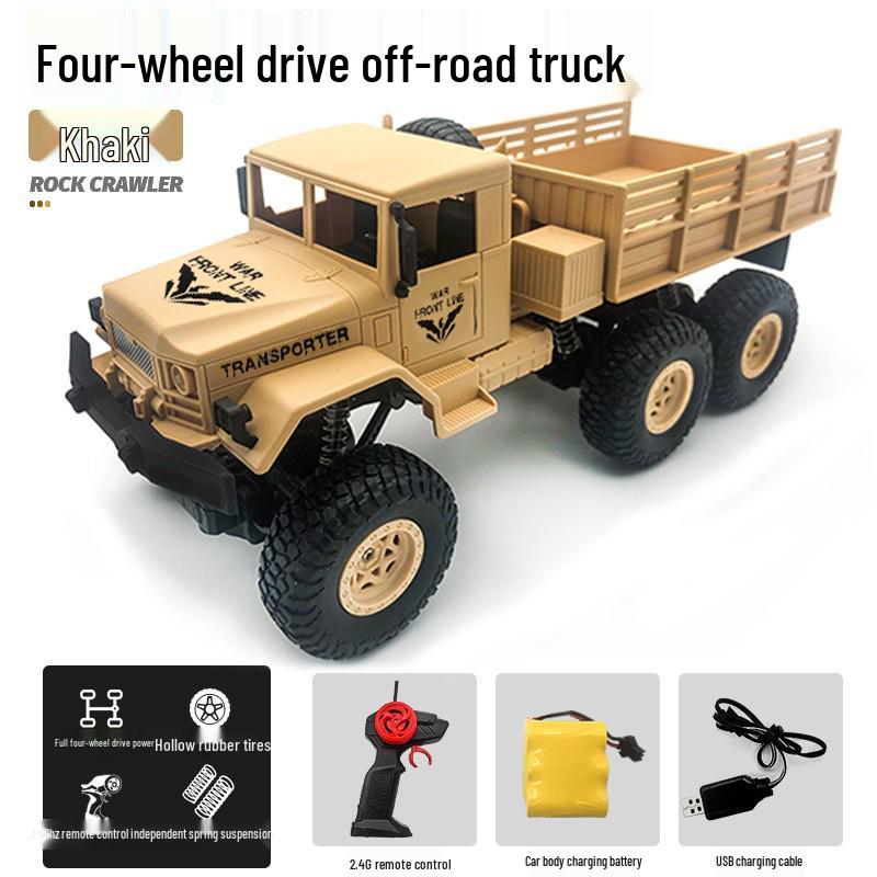 Large Remote-Control Off-Road Military Truck: High-Speed 4WD Climbing Toy for Kids