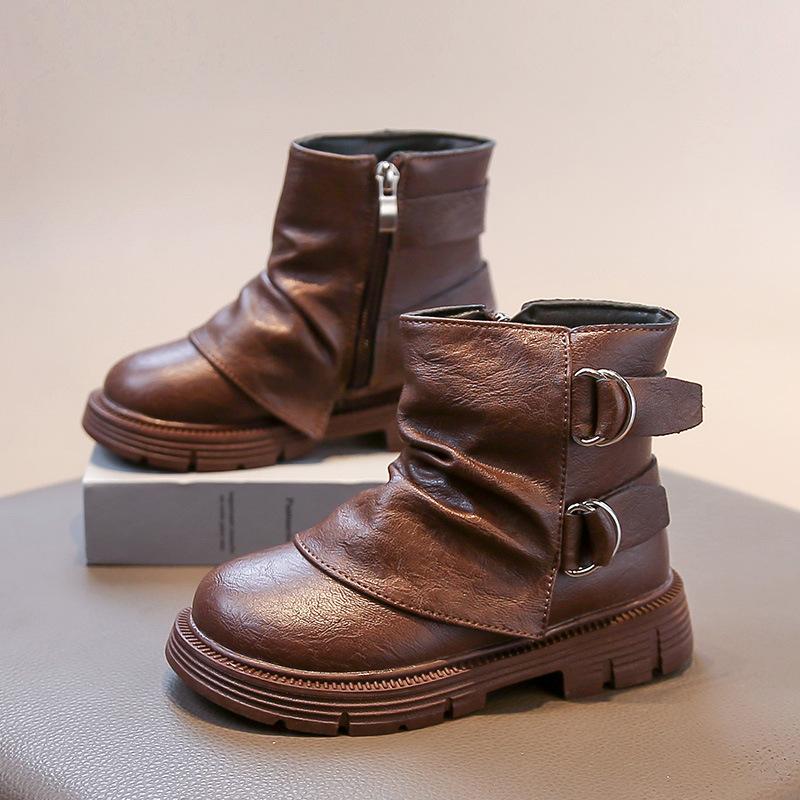 

Girls Short Boots Autumn Winter New Outdoor Non Slip Vintage Comfort Casual Shoes Fashion Side Zipper Wear Resistant Ankle Boots 26