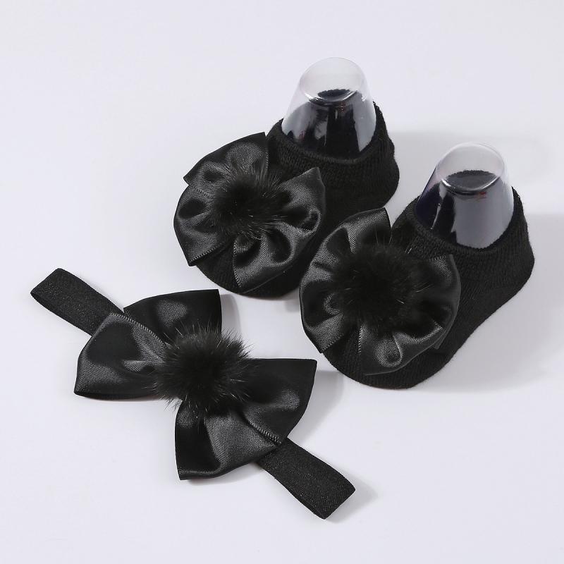 

Детские носки принцессы для девочки с повязкой на голову, плюшевые носки с бантом, однотонные детские носки M