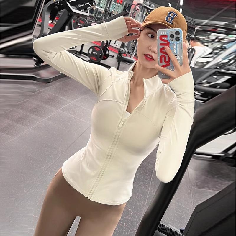 Yoga clothes women's 1011 new spring slim-fit stand-up neck sports jacket long-sleeved zipper warm fitness clothes top