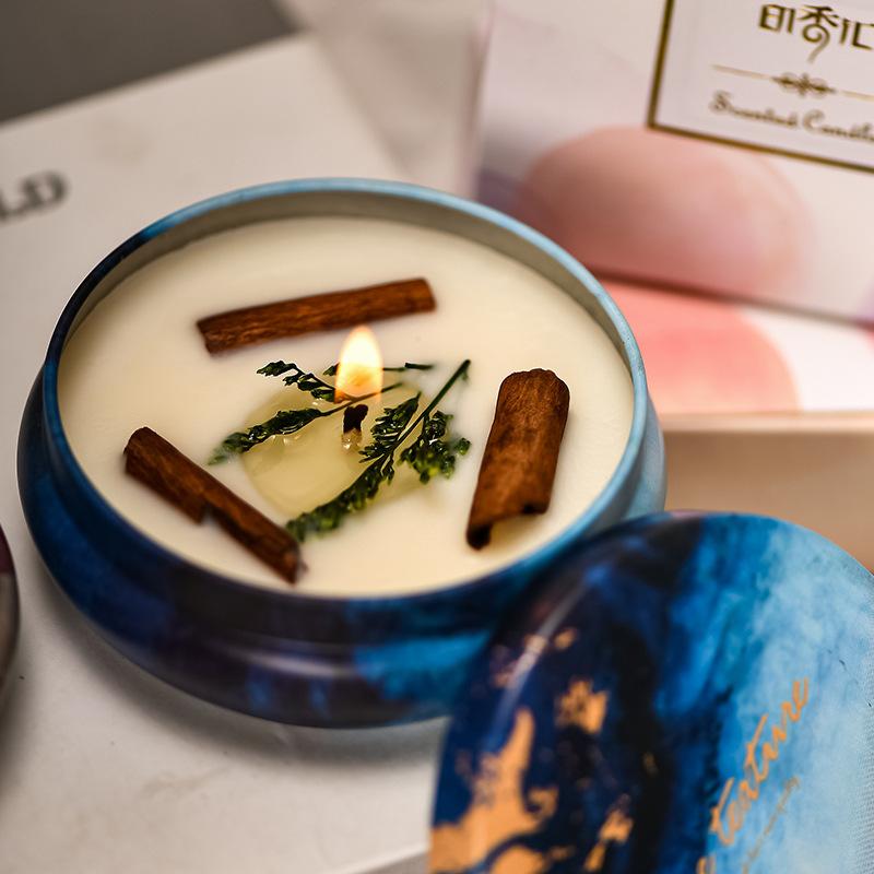 Soy Wax Scented Candle, Plant Essential Oil, Unscented Candle Gift Box Set, Long-lasting Souvenir