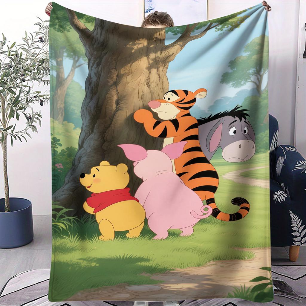 Winnie the Pooh Tigger Piglet & Eeyore Hide-and-Seek Print Blanket Soft Multifunctional Decortive Universal Throw Blankets Gift