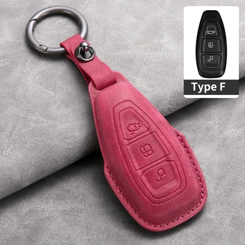 Leather 3 Buttons Car Flip Key Case Cover for Ford Figo 2017 Mondeo 5 Ecosport Puma 2020 Fiesta Mk8 Everest Ranger Protector Fob