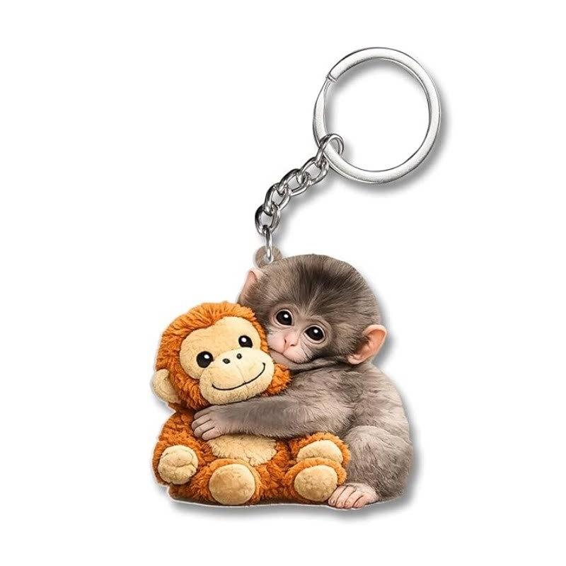 Protect Punch The Monkey Punch Monkey Doll Keychain Cute 3D Monkey Decor Hanging Keychain Anime Peripherals Toy Birthday Gift