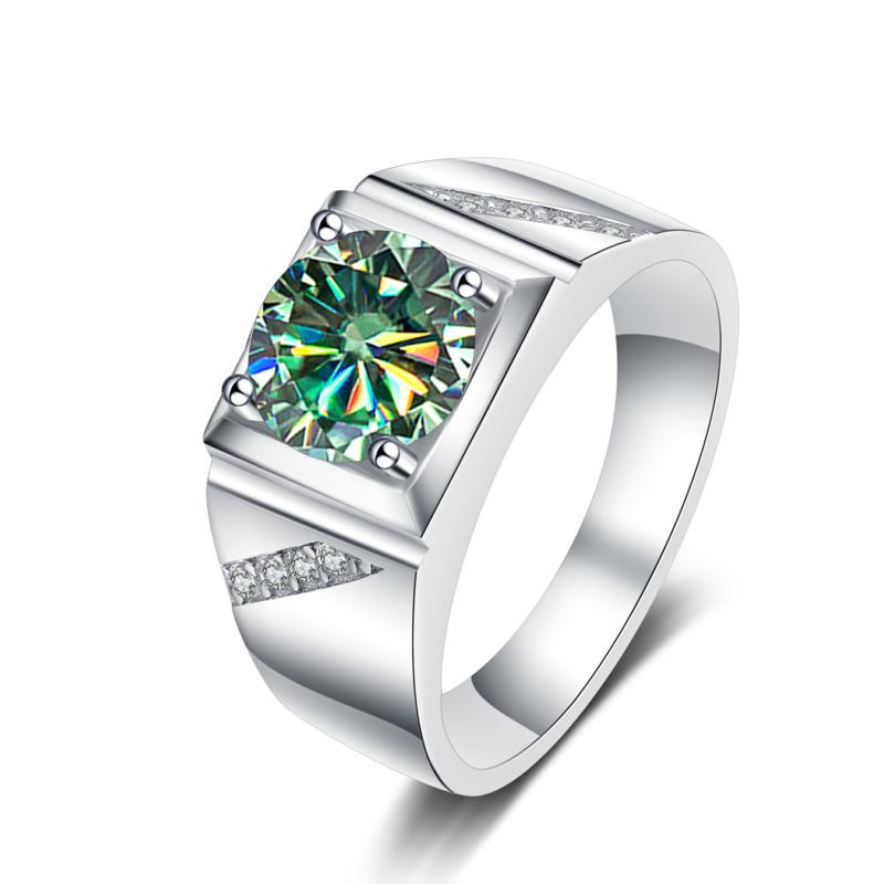Reines Silber 925 Schmuck für Männer Luxus 1 Karat D Farbe Moissanite Ring S925 Einfache Trauringe Platin Beschichtung