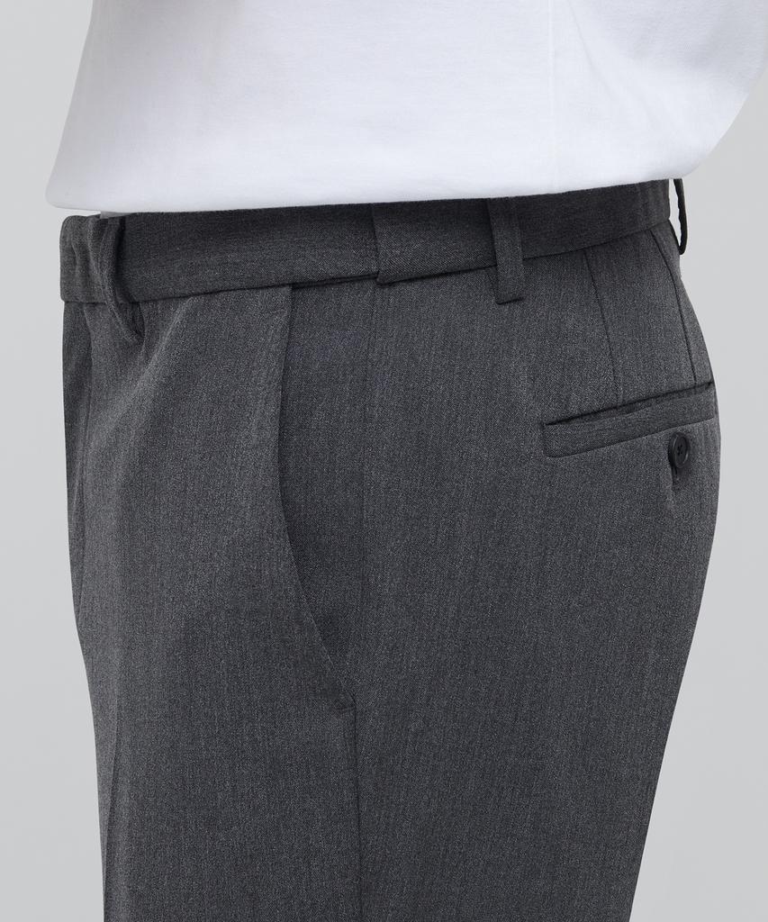 MUSINSA STANDARD Lightweight Tapered Hidden Elastic Waist Length Slacks [Medium Gray]