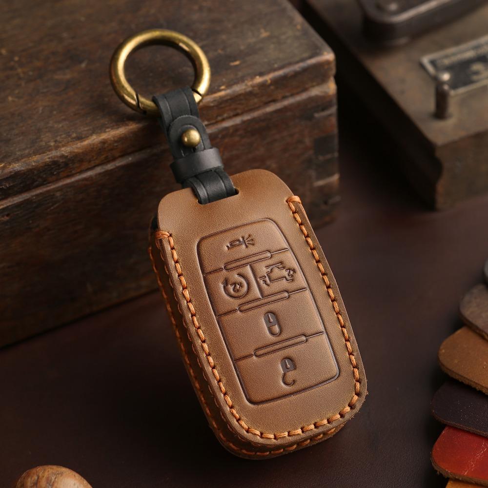 Handmade Genuine Leather Key Cover for Dodge GMC Pickup Truck Car Keys Protection