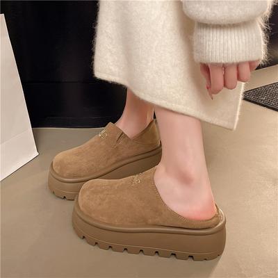 Chaussures muffins demi-traînantes Baotou pour femmes à porter automne 2025 version coréenne à semelles épaisses polyvalentes pour augmenter la hauteur des personnes décontractées et paresseuses