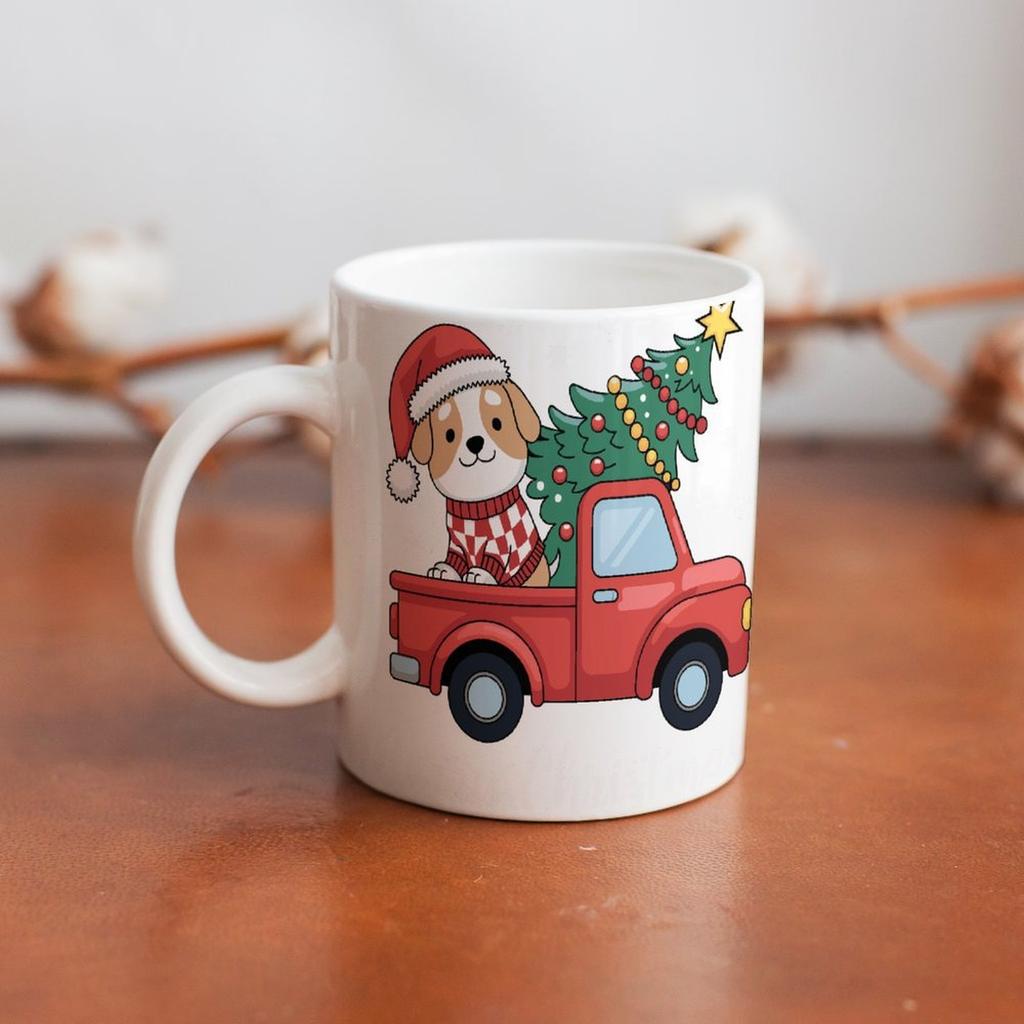 11oz Weiße glänzende Tasse mit beidseitig bedrucktem Design, Hitzebeständige Keramiktasse für täglichen Kaffee, Tee und entspannende Momente