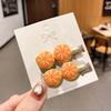2Pcs Creative Fun Half-Peeled Orange Hairpin Cute Girl Side Clip Japanese Fruit Word Clip Duckbill Clip Net Red Hair Accessories