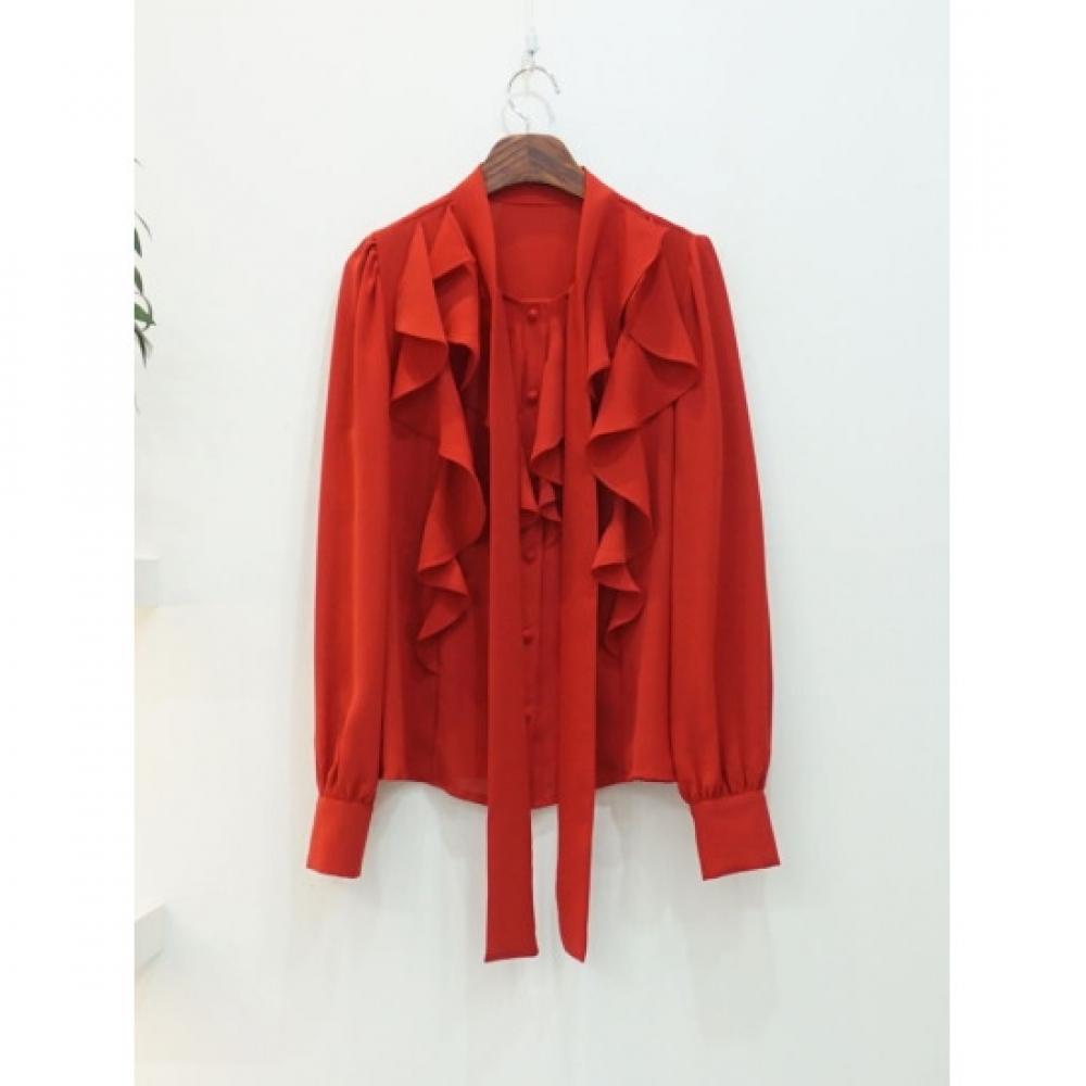Style Latte Women S Ruffle Frill Long Sleeve Tie Ribbon Chiffon blouSe