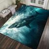 Shark Attack Rug Flannel Soft Kids Carpet Ocean Animal Print Bedroom Kitchen Floor Mat Anti Slip