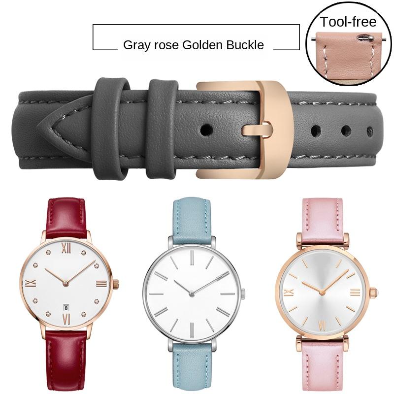 10 12mm 14mm 15mm 16mm 18m Quick Release Strap Women Genuine Leather White Red Pink Blue Cowhide Watch Band Bracelet Accessories