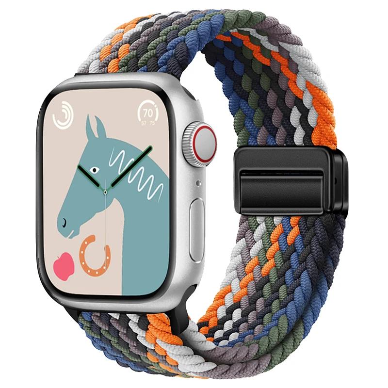 

Нейлоновый плетеный ремешок-петля для ремешка Apple Watch Ultra 2 49 мм 9 8 7 41 мм 45 мм 6 5 4 SE 44/40 мм Эластичный браслет iWatch 10 46 мм 42 мм 42 44 45 46 49mm