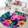Flamingo Tropical Round Area Rug,Carpet Rug for Living Room Bedroom Sofa Playroom Decor,Non-slip Floor Mat