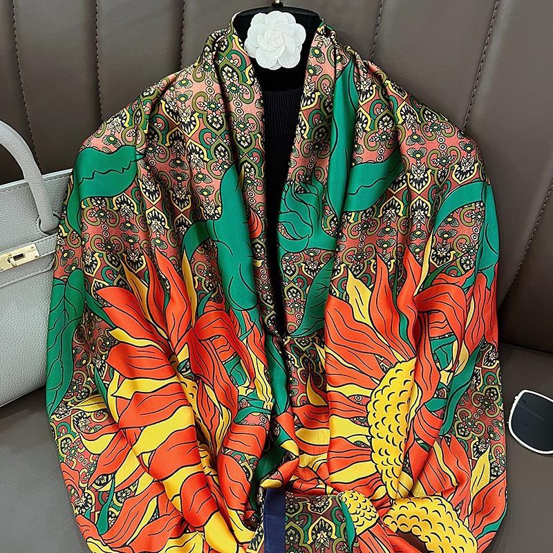 Women s Spring/Autumn Fashion Print Silk-Like Chiffon Scarf Lightweight Shawl - Versatile Elegant Wrap